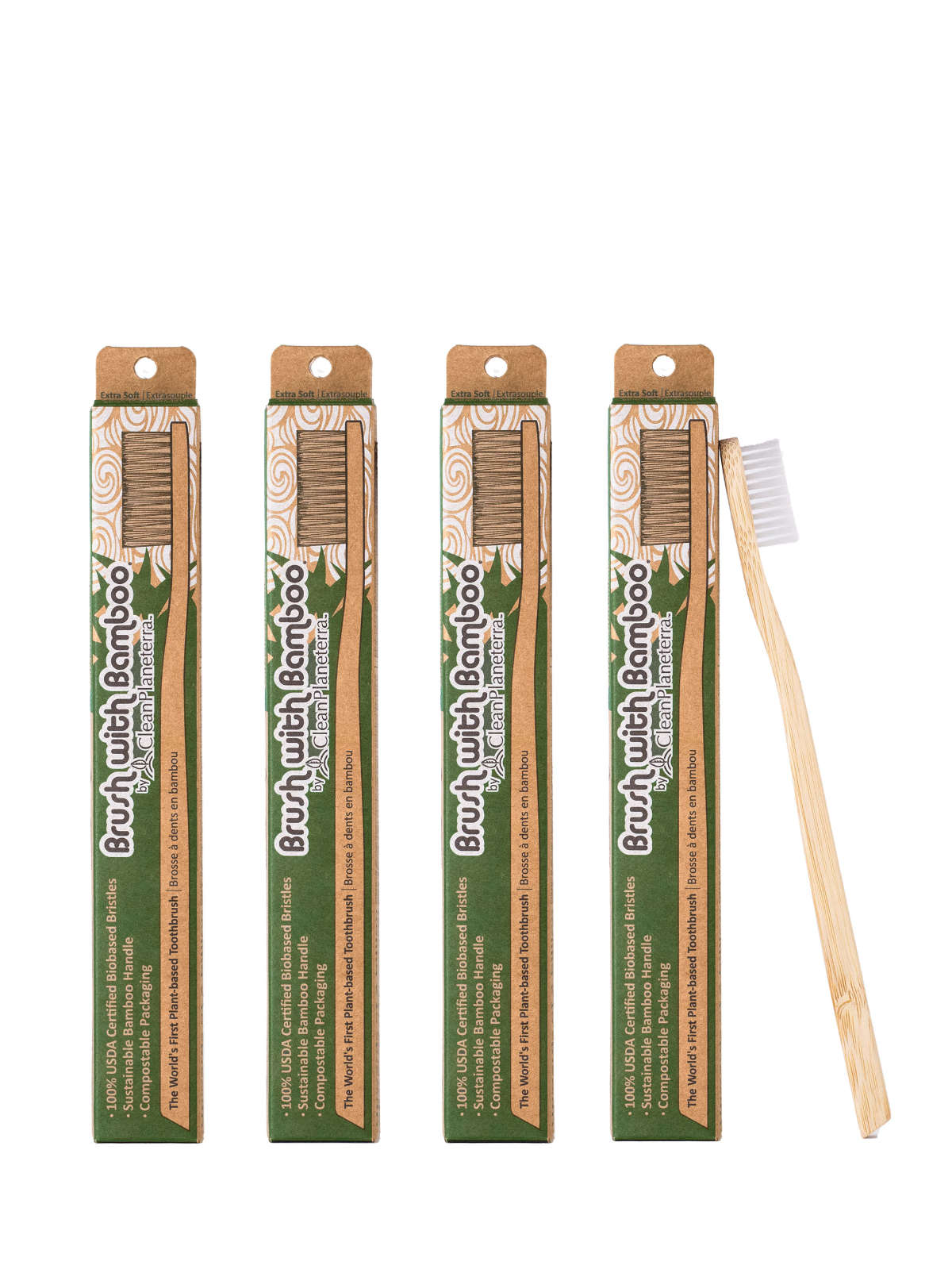 Brush with Bamboo Adult Extra Soft lot de 4 — produit présenté