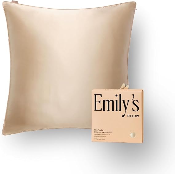 Emily’s Pillow pure soie — Champagne, 65 × 65 cm