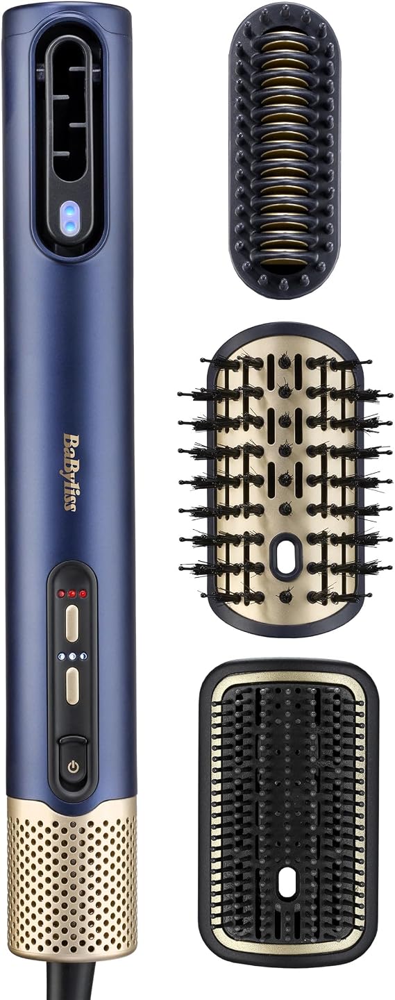 BaByliss Air Wand Bleu, coffret avec brosse lissante à coussinet