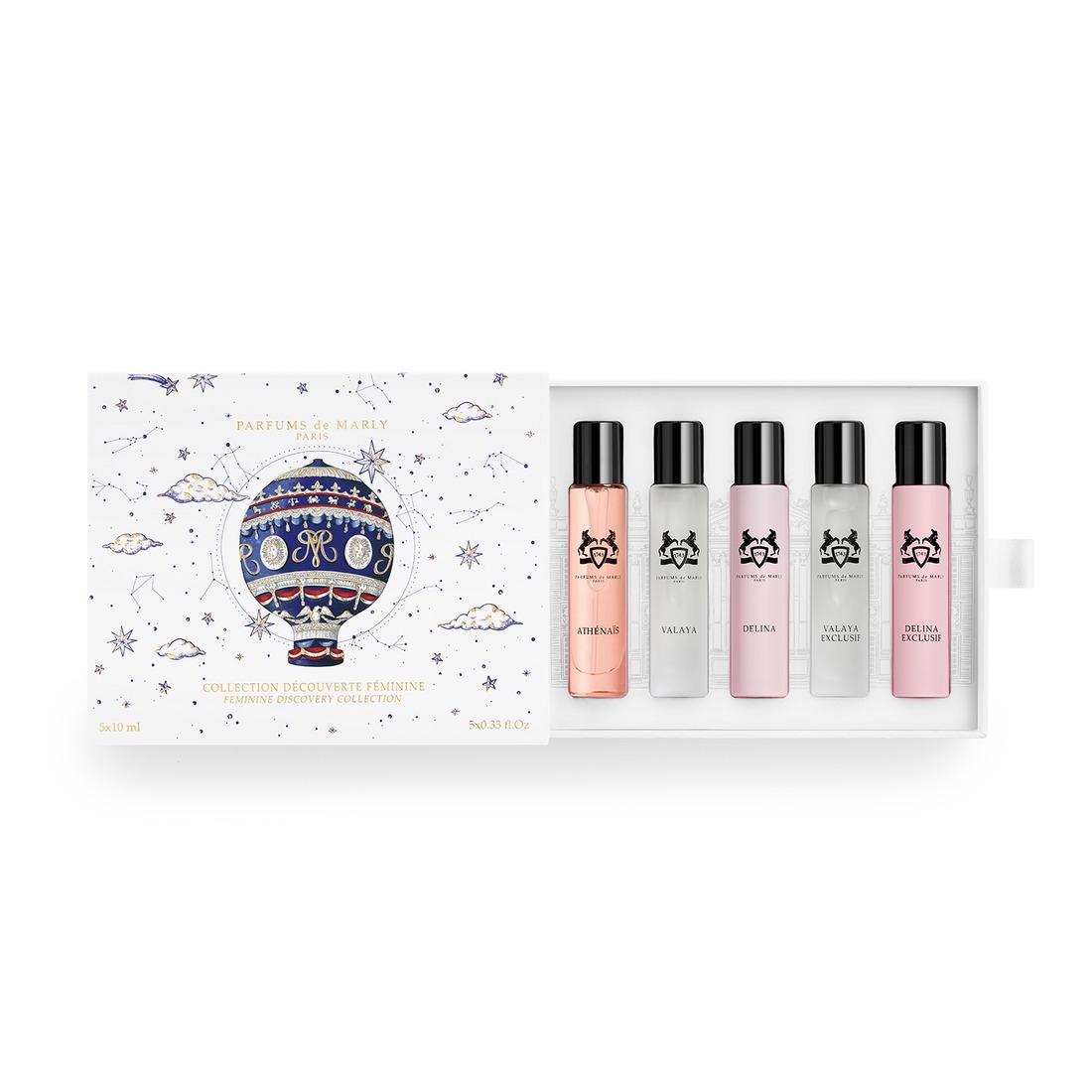 Parfums de Marly Coffret Découverte Féminin 5 x 10 ml Athénaïs Delina Valaya — présentation du fabricant