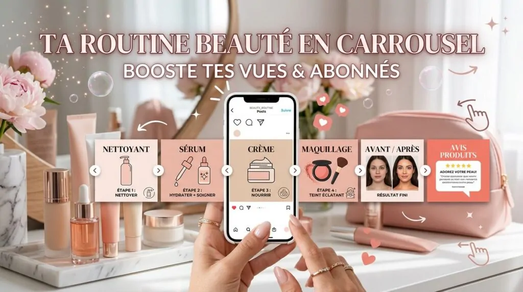 Carrousel Instagram beauté : partager sa routine en slides